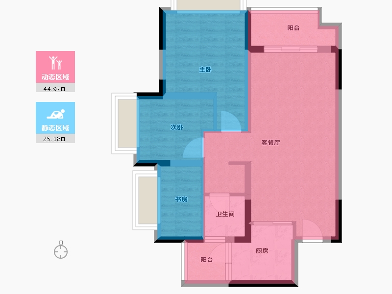 重庆-重庆市-大河悦府-66.00-户型库-动静分区