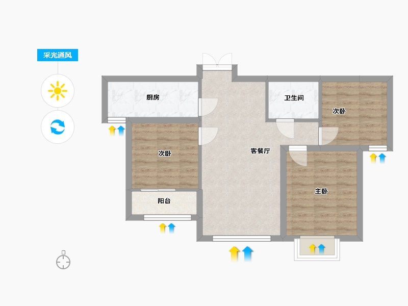 内蒙古自治区-通辽市-星湖世家-80.00-户型库-采光通风