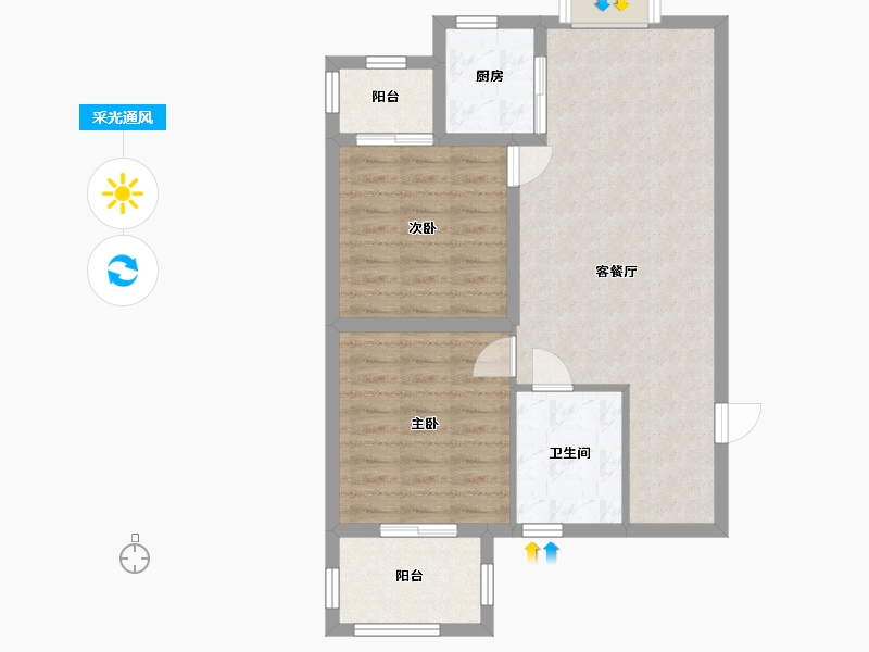 陕西省-西安市-龙苑新世纪-73.00-户型库-采光通风