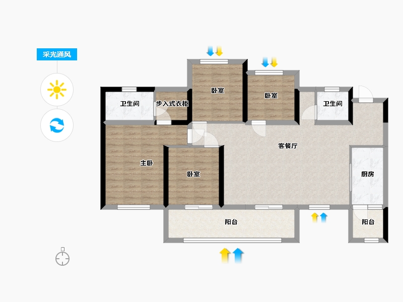 贵州省-贵阳市-青秀2046-129.47-户型库-采光通风