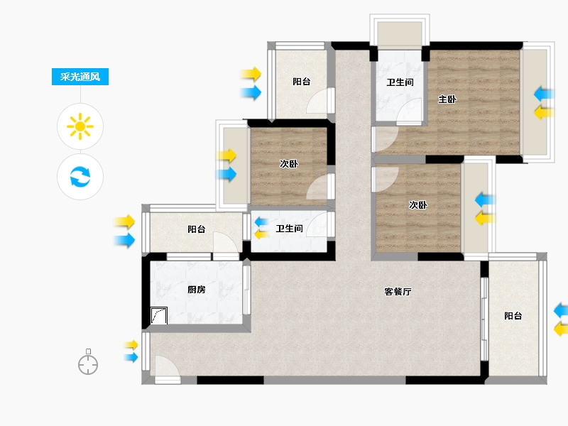 广东省-河源市-铭成华府-93.93-户型库-采光通风