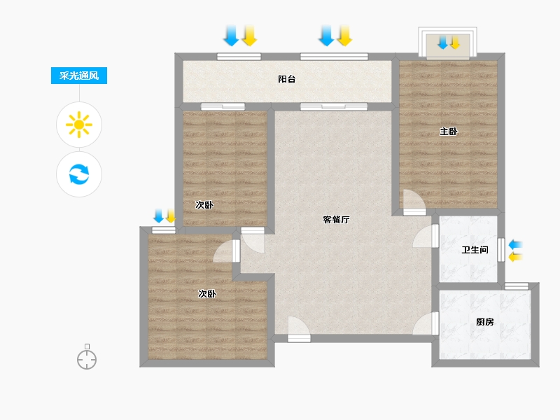 山东省-菏泽市-铁投荣华府-96.09-户型库-采光通风