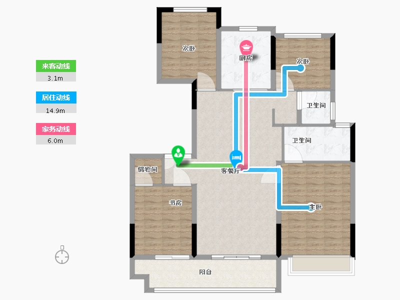 安徽省-宿州市-港利·锦绣江南-东区-124.00-户型库-动静线