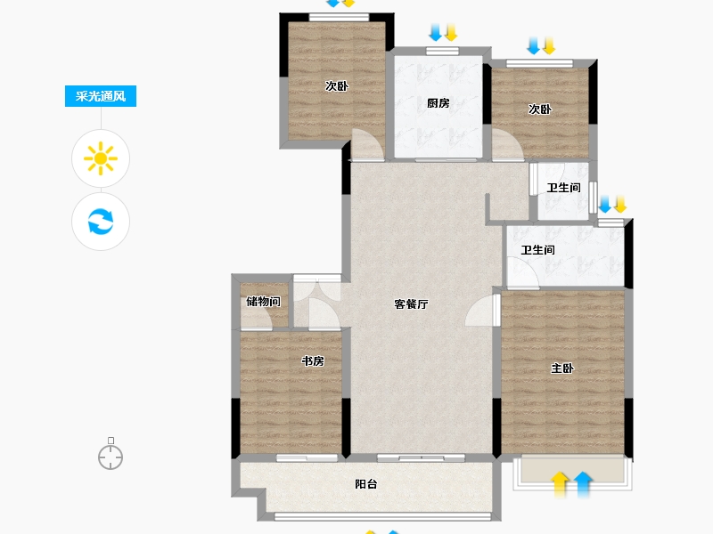 安徽省-宿州市-港利·锦绣江南-东区-124.00-户型库-采光通风