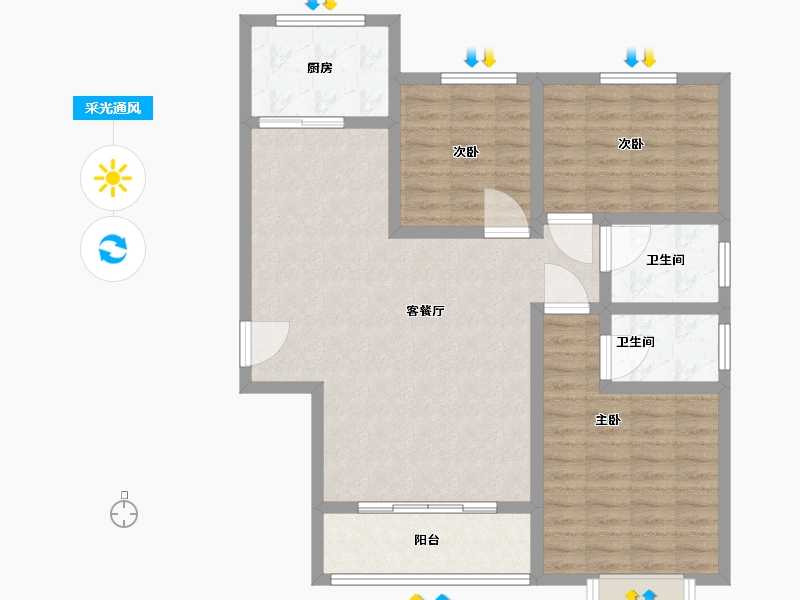 河南省-濮阳市-文昌苑小区-96.00-户型库-采光通风