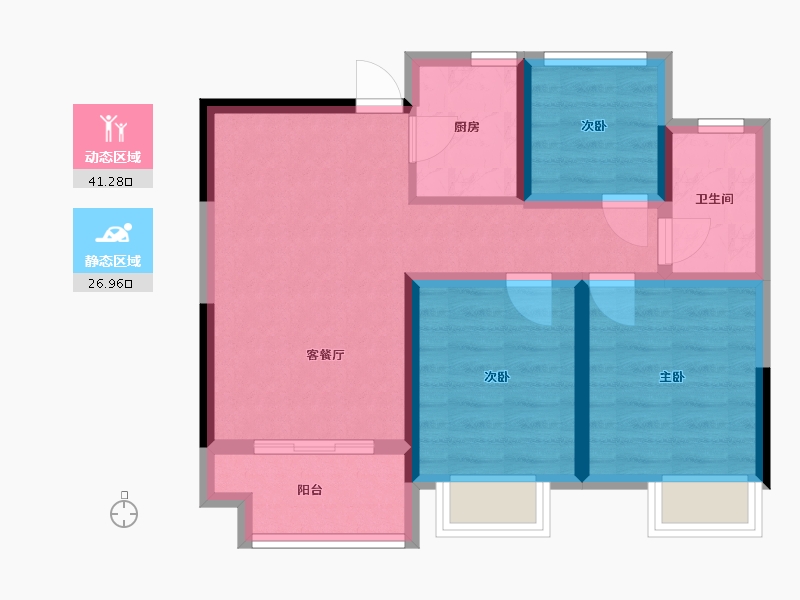 江苏省-无锡市-协信天渝骄园-66.96-户型库-动静分区