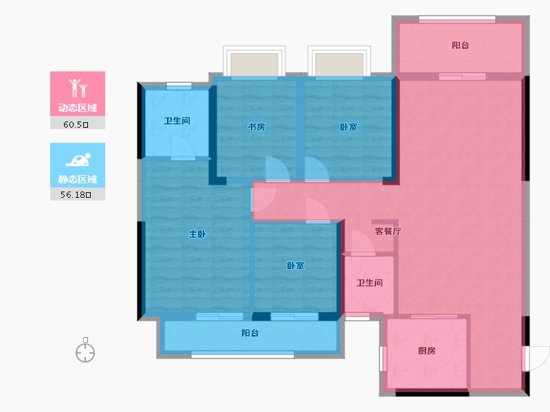 湖南省-长沙市-国欣向荣府-118.00-户型库-动静分区