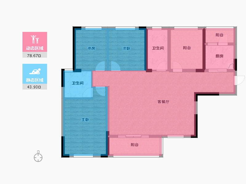 湖南省-长沙市-卢浮原著-110.00-户型库-动静分区