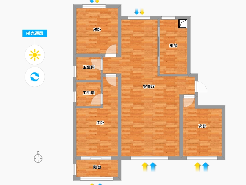 河北省-邢台市-雍和仕林-104.30-户型库-采光通风