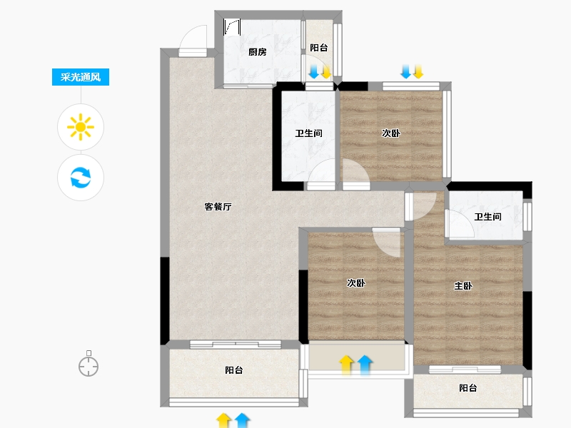 四川省-攀枝花市-鑫洋天御城-90.00-户型库-采光通风