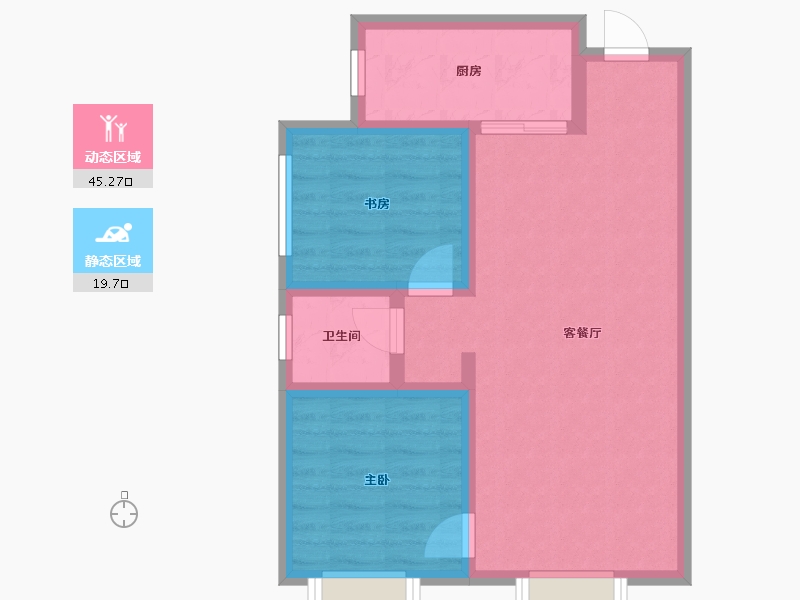 新疆维吾尔自治区-乌鲁木齐市-公园尚景-66.06-户型库-动静分区