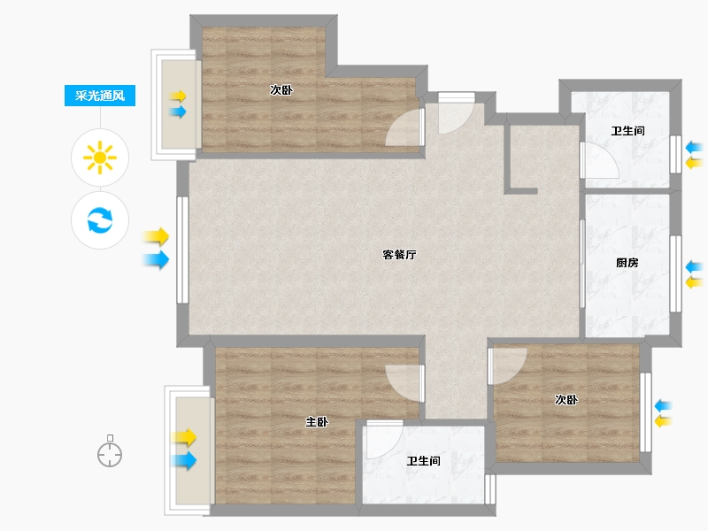 河北省-唐山市-幸福小区-88.00-户型库-采光通风