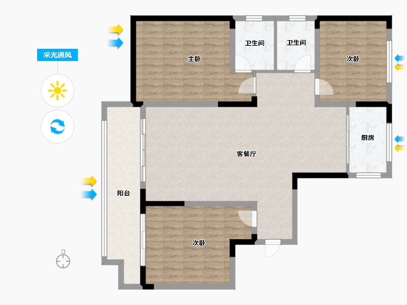 山东省-潍坊市-弘润金茂府-125.00-户型库-采光通风