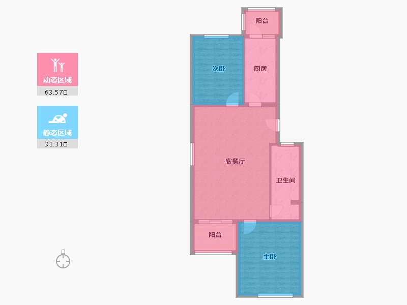 北京-北京市-龙腾苑-二区-75.00-户型库-动静分区