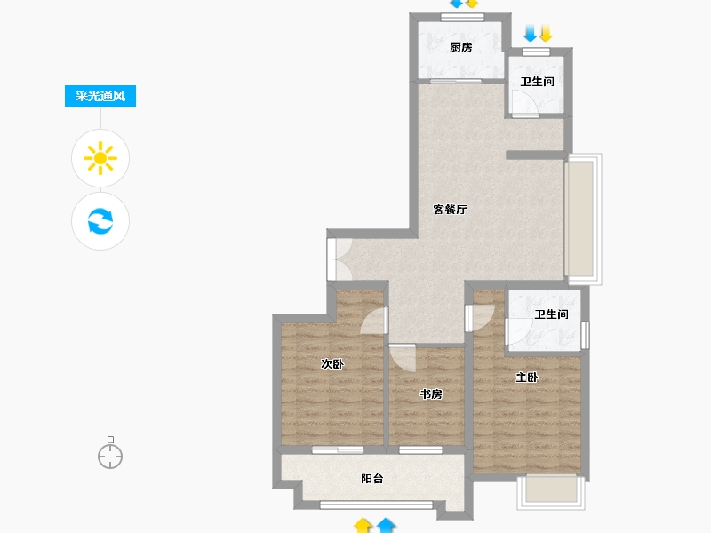 浙江省-温州市-榕盛嘉园-80.44-户型库-采光通风