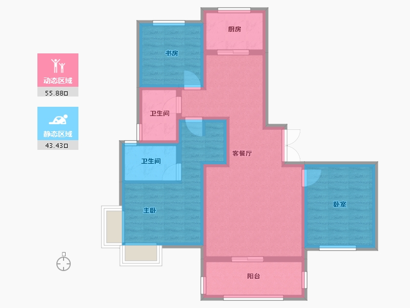 陕西省-宝鸡市-华夏中央公园-136.46-户型库-动静分区