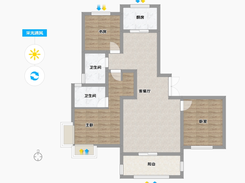 陕西省-宝鸡市-华夏中央公园-136.46-户型库-采光通风