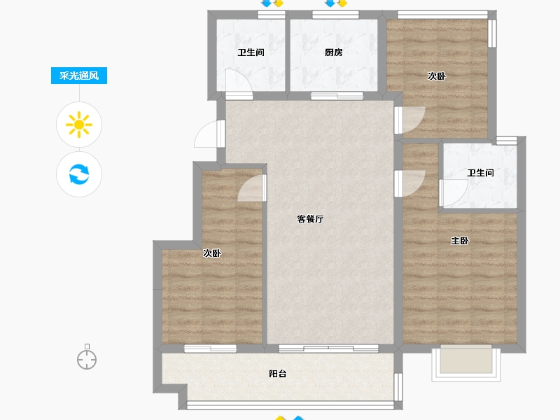 安徽省-合肥市-悦湖新著-88.83-户型库-采光通风