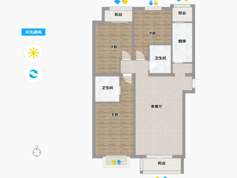 北京-北京市-泰中花园-112.43-户型库-采光通风