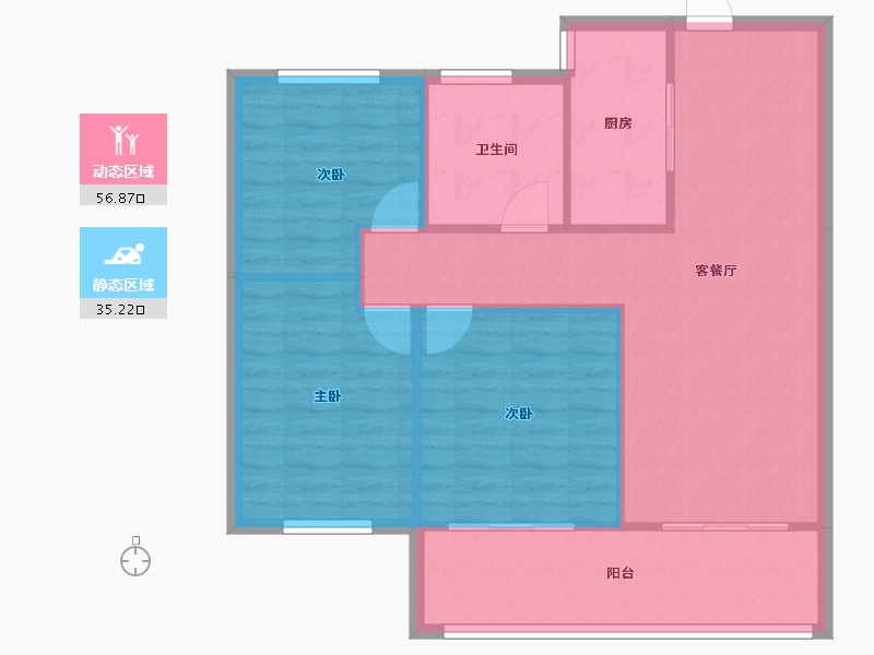 安徽省-蚌埠市-恒大翡翠华庭E区-85.00-户型库-动静分区