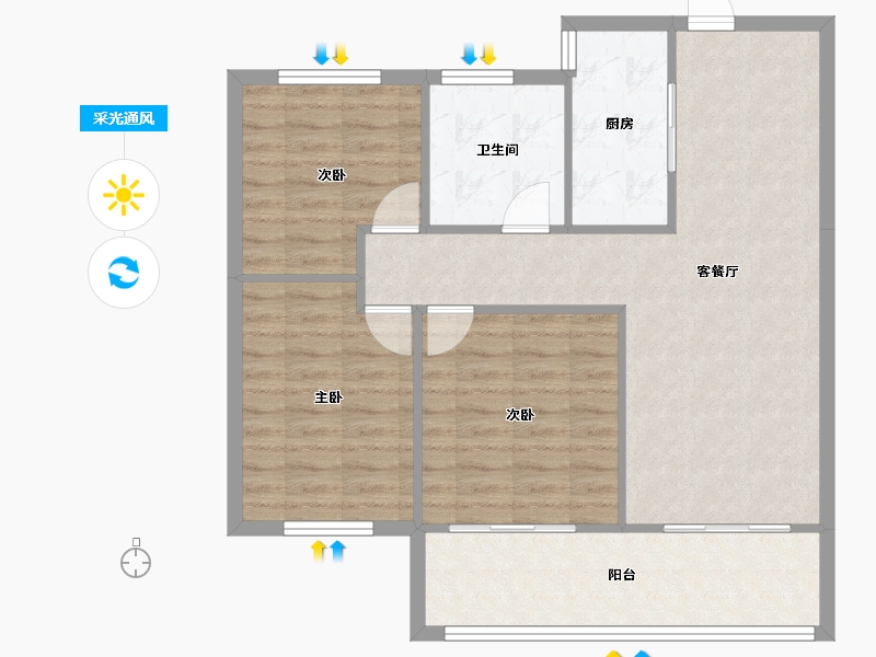 安徽省-蚌埠市-恒大翡翠华庭E区-85.00-户型库-采光通风