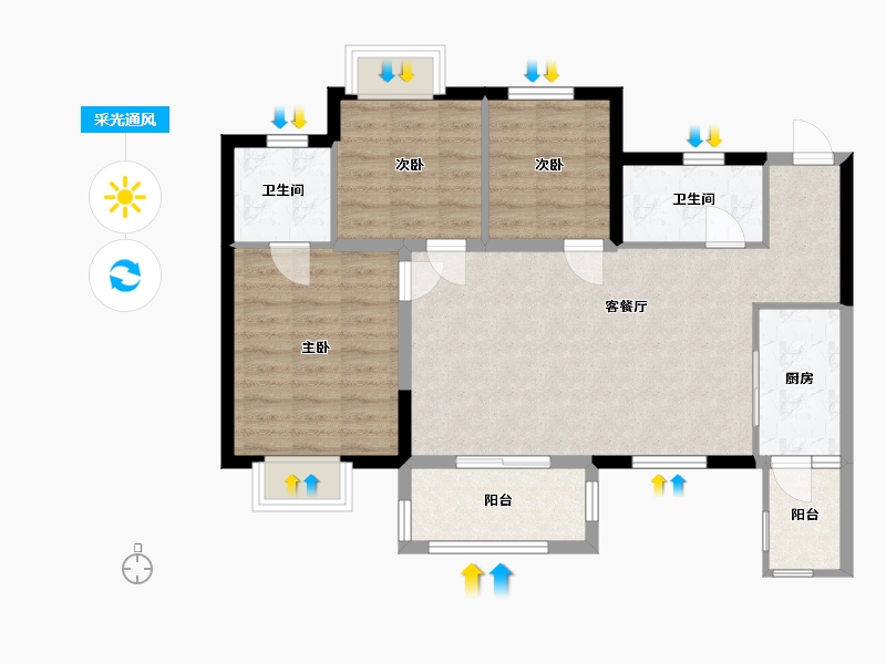 四川省-眉山市-万达 御湖-72.00-户型库-采光通风