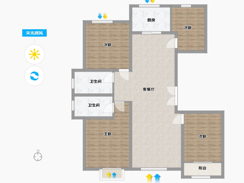 山东省-聊城市-民生凤凰城-130.00-户型库-采光通风