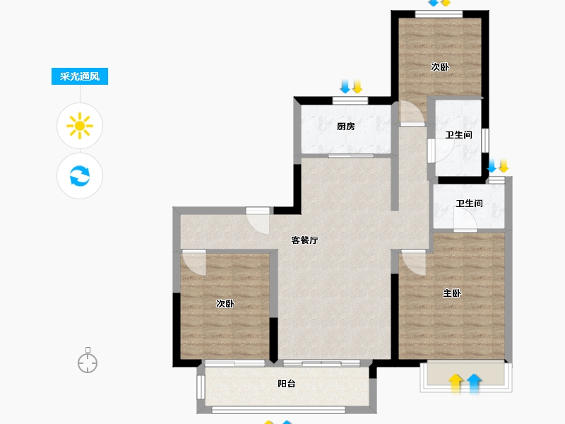 山东省-青岛市-景樾公馆-84.00-户型库-采光通风