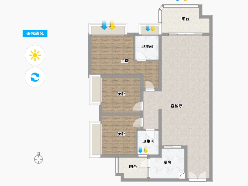 重庆-重庆市-旺龙湖-115.58-户型库-采光通风