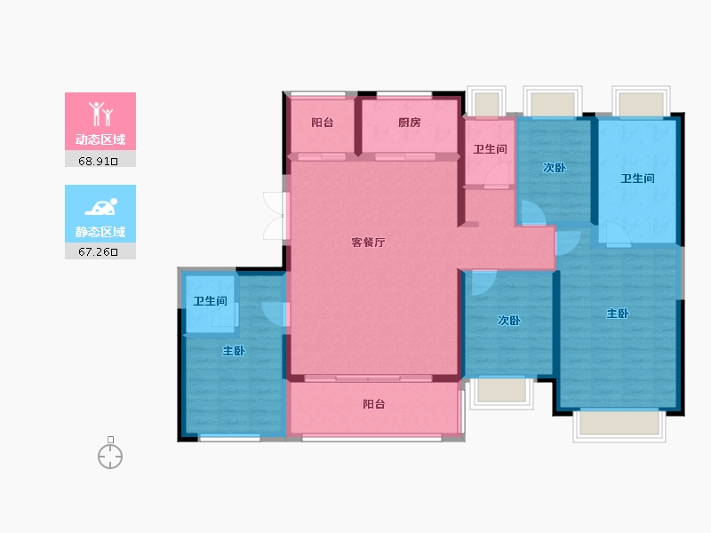 云南省-昆明市-万达中央公园-131.00-户型库-动静分区