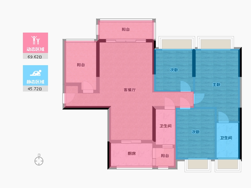 广东省-佛山市-碧桂园凤凰湾·右里苑-103.00-户型库-动静分区