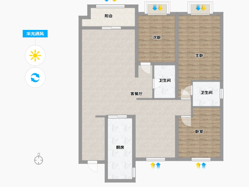 辽宁省-抚顺市-澳海御景苑-118.00-户型库-采光通风