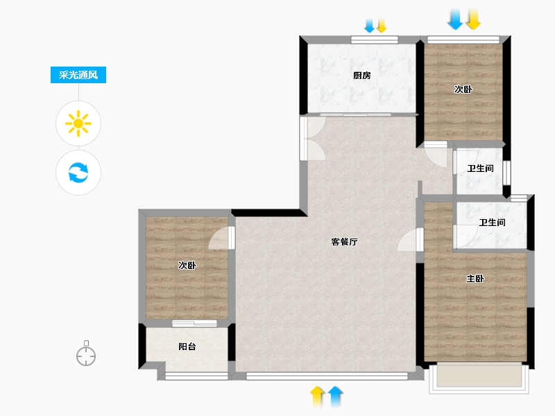 河北省-邯郸市-公园天下-143.00-户型库-采光通风