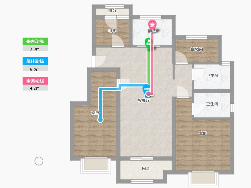 浙江省-湖州市-翡翠城品-90.86-户型库-动静线