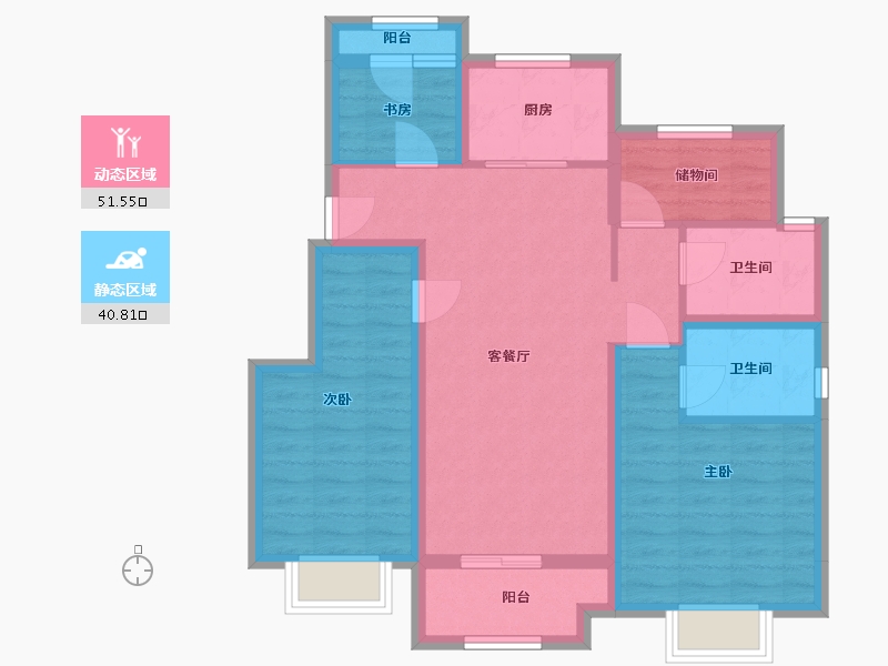 浙江省-湖州市-翡翠城品-90.86-户型库-动静分区