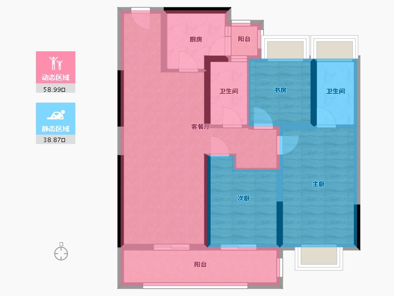 云南省-昆明市-书香云海-93.31-户型库-动静分区