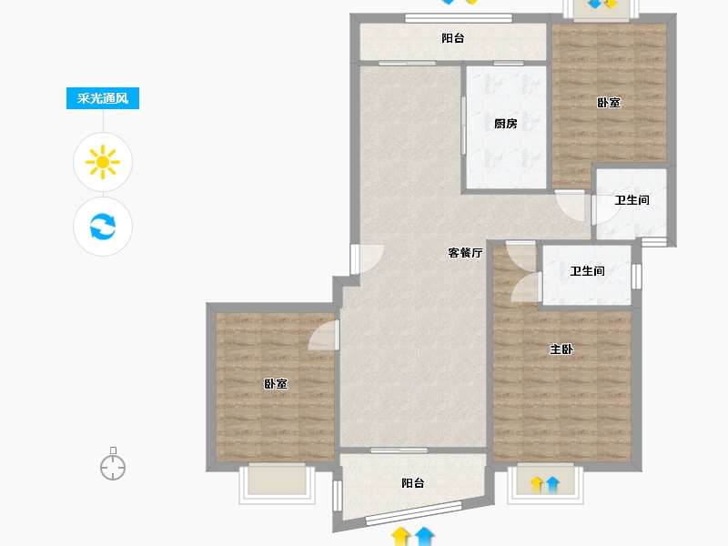 江苏省-南通市-海韵广场-115.00-户型库-采光通风