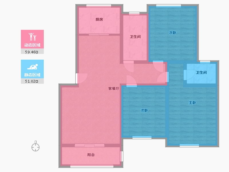 浙江省-杭州市-大洋镇兰苑新村-100.00-户型库-动静分区