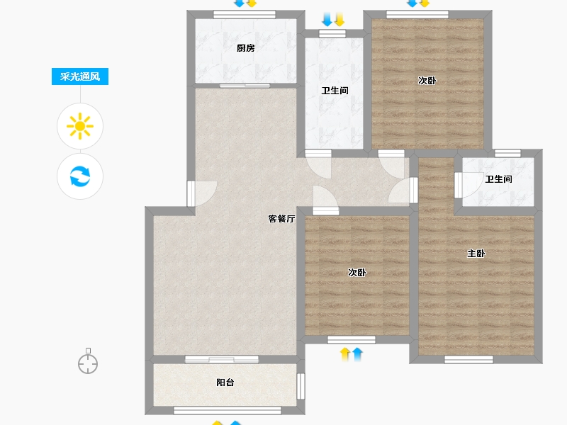 浙江省-杭州市-大洋镇兰苑新村-100.00-户型库-采光通风