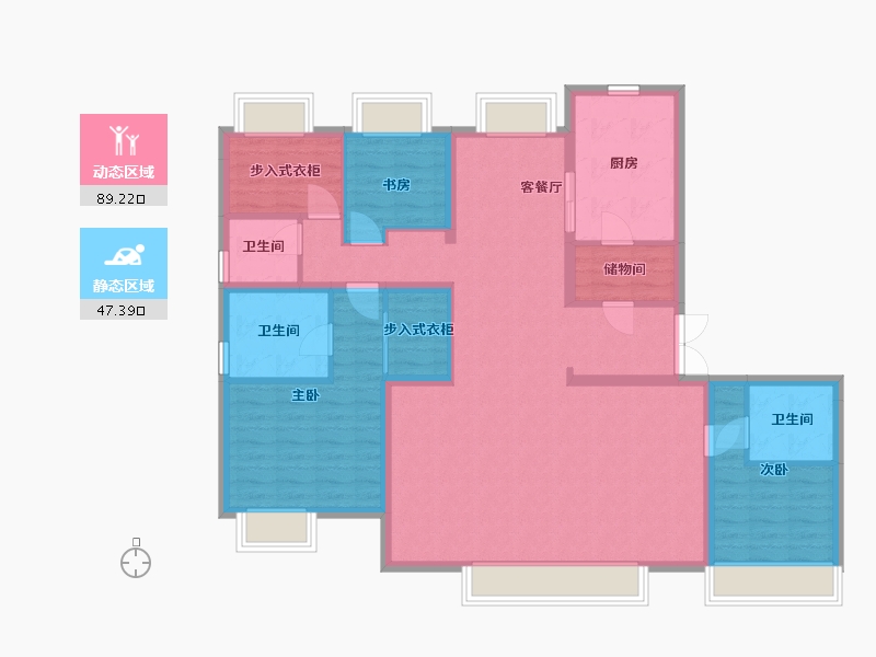 内蒙古自治区-呼和浩特市-金地峯启未来-137.92-户型库-动静分区