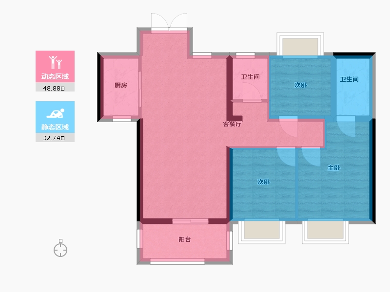 湖北省-宜昌市-华景宜都府-86.00-户型库-动静分区