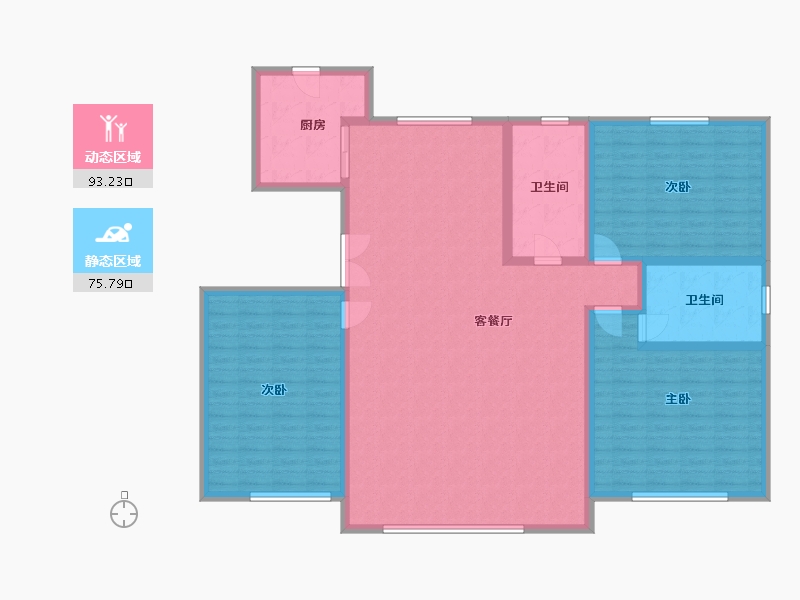 内蒙古自治区-鄂尔多斯市-景泰华府-179.42-户型库-动静分区