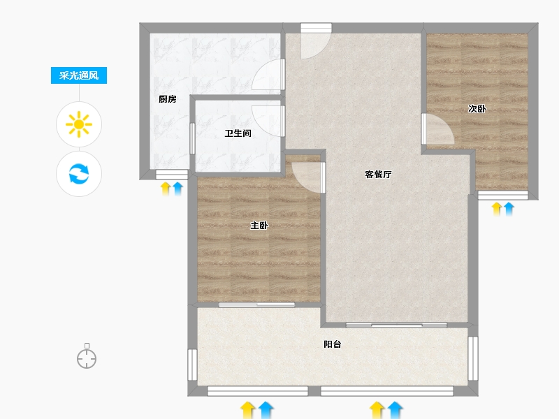 福建省-厦门市-夏商大学康城-72.40-户型库-采光通风