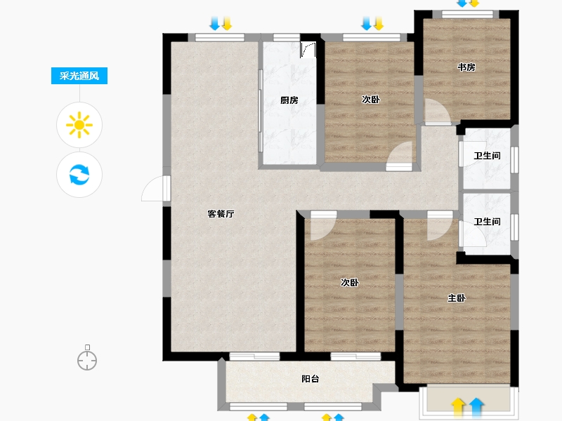 山东省-莱芜市-汉和赢臺-116.81-户型库-采光通风