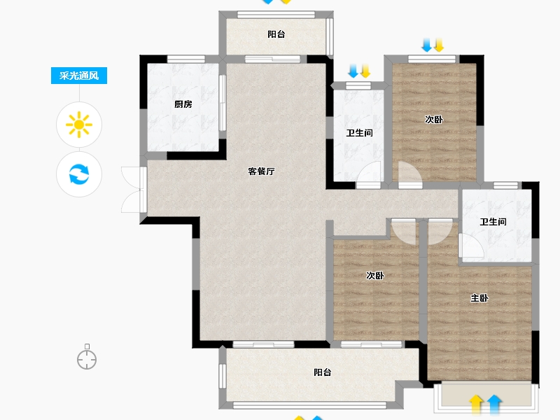 河南省-驻马店市-建业-118.00-户型库-采光通风