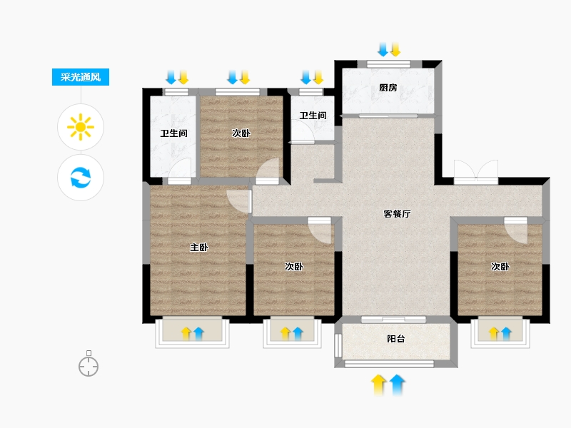 山东省-济南市-万象新天-102.00-户型库-采光通风