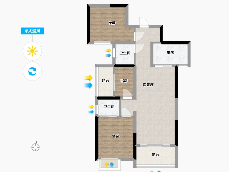 湖南省-长沙市-中粮鸿云-81.20-户型库-采光通风