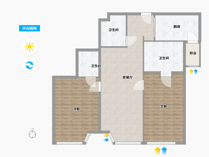 北京-北京市-贡院9号-125.00-户型库-采光通风