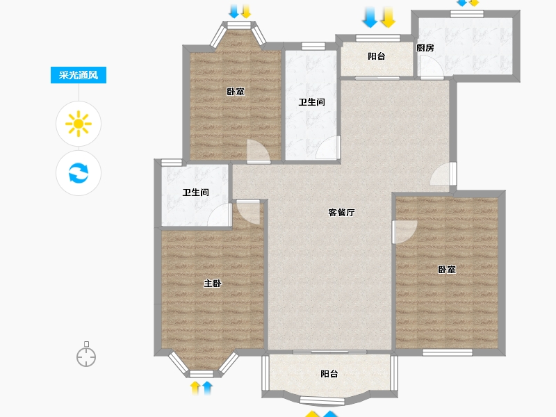 江苏省-苏州市-上海星城花园-118.00-户型库-采光通风