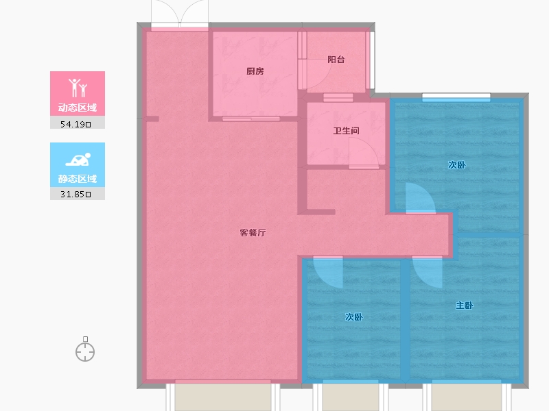 新疆维吾尔自治区-乌鲁木齐市-德睿尚品-86.00-户型库-动静分区